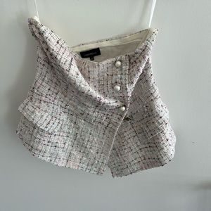 Majorelle tweed style strapless top